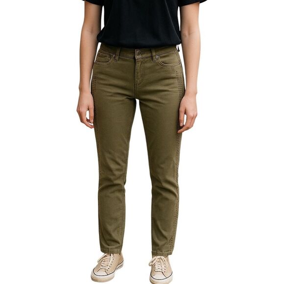 Lucky Brand Sienna Chino Straight Slim Mid Rise Field Green Pants Size 4/27 - Picture 1 of 15